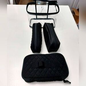 Vera Bradley 4 Piece Cosmetic Set Microfiber Classic Black NWT